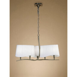 Luminosa Lighting Luminosa Ninette Pendant 3 Arm 6 Light E14, Antique Brass With Ivory White Shades - thumbnail 2