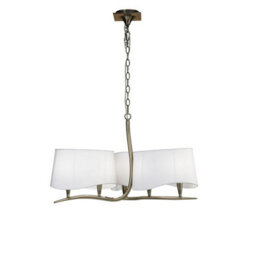 Luminosa Lighting Luminosa Ninette Pendant 3 Arm 6 Light E14, Antique Brass With Ivory White Shades - thumbnail 1