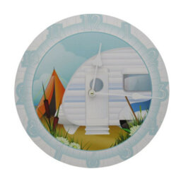 SecureFix Direct Caravan Analogue Wall Clock (Decorative Decor Colourful Novelty Quirky Design Kitchen Living Room) - thumbnail 1