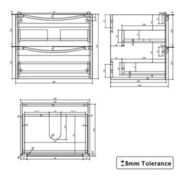 Sundaze 600mm Matt Black 2 Drawer Wall Hung Vanity Bathroom Cabinet & Basin Set - thumbnail 6