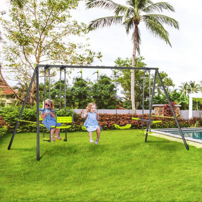Outsunny Garden Swing Set W/ Double Swings, Swing Seats - image 1