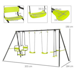 Outsunny Garden Swing Set W/ Double Swings, Swing Seats - thumbnail 3