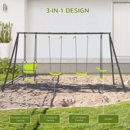 Outsunny Garden Swing Set W/ Double Swings, Swing Seats - thumbnail 4