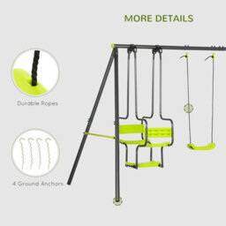 Outsunny Garden Swing Set W/ Double Swings, Swing Seats - thumbnail 7