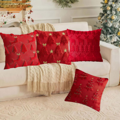Christmas Carol Embroidered Living Room Cushion Cover (Excluding
