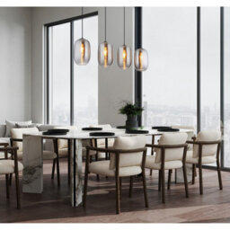 Luminosa Lighting Luminosa Jefrey Bar Pendant Ceiling Light Matt Black Smoke Glass Shade 4X E27 - thumbnail 5