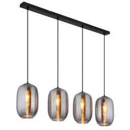 Luminosa Lighting Luminosa Jefrey Bar Pendant Ceiling Light Matt Black Smoke Glass Shade 4X E27 - thumbnail 1