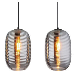 Luminosa Lighting Luminosa Jefrey Bar Pendant Ceiling Light Matt Black Smoke Glass Shade 4X E27 - thumbnail 4