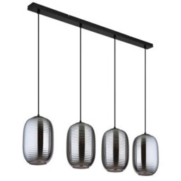 Luminosa Lighting Luminosa Jefrey Bar Pendant Ceiling Light Matt Black Smoke Glass Shade 4X E27 - thumbnail 2