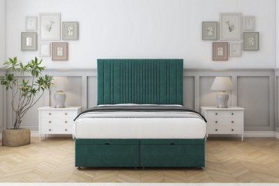 "Comfort The Foxy Emerald Plush Ottoman Bed Base With 26"" Strutted Headboard 6' Super King" - image 1