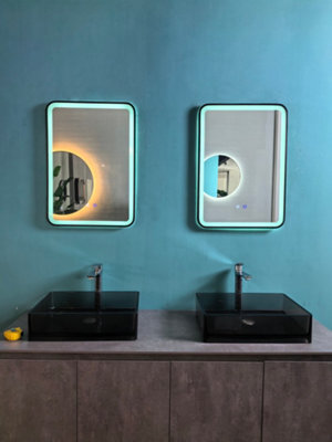 Lumora 700X500mm Rectangular Matt Black Led Mirror - Bluetooth, Portrait Or Landscape, Tri-Light - image 1