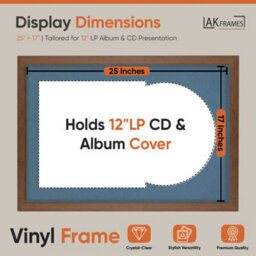 "AK Frames 25X17"" Walnut Modern Vinyl Record Frame With Pompadour Mount For 12 Inch Lp Cover & Disc - Overlapped Design" - thumbnail 2