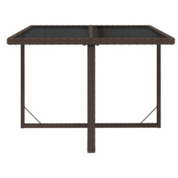 Berkfield Garden Table Brown 109X107X74 Cm Poly Rattan And Glass - thumbnail 3