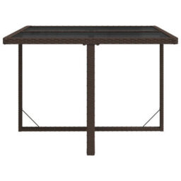 Berkfield Garden Table Brown 109X107X74 Cm Poly Rattan And Glass - thumbnail 4