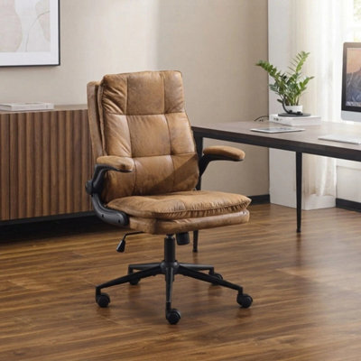 Leather Office Desk Chair Ergonomic High Back Brown - image 1