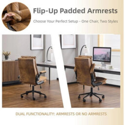 Leather Office Desk Chair Ergonomic High Back Brown - thumbnail 5