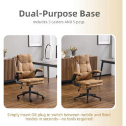 Leather Office Desk Chair Ergonomic High Back Brown - thumbnail 3