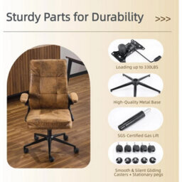 Leather Office Desk Chair Ergonomic High Back Brown - thumbnail 4