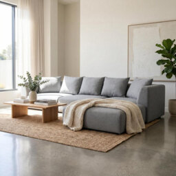 Abakus Direct Tokyo Large Corner Sofa In Classic Grey Brushed Tweed Fabric With Deep Seat And Plush Cushioning - thumbnail 6