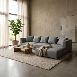Abakus Direct Tokyo Large Corner Sofa In Classic Grey Brushed Tweed Fabric With Deep Seat And Plush Cushioning - thumbnail 5