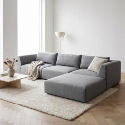 Abakus Direct Tokyo Large Corner Sofa In Classic Grey Brushed Tweed Fabric With Deep Seat And Plush Cushioning - thumbnail 2