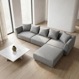 Abakus Direct Tokyo Large Corner Sofa In Classic Grey Brushed Tweed Fabric With Deep Seat And Plush Cushioning - thumbnail 3