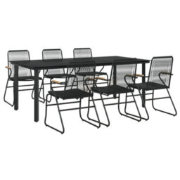 Berkfield 7 Piece Garden Dining Set Black Pvc Rattan - thumbnail 3