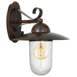 Antique Brown Ip44 Outdoor Wall Light - Fisherman Style Steel Lamp With E27 Bulb Socket