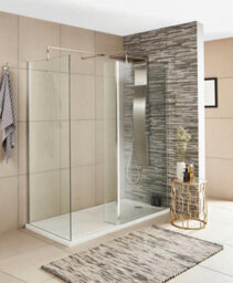 Balterley Drakelow 8mm Toughened Safety Glass Wetroom Return Screen: 215mm X 1850mm, Polished Chrome - thumbnail 2