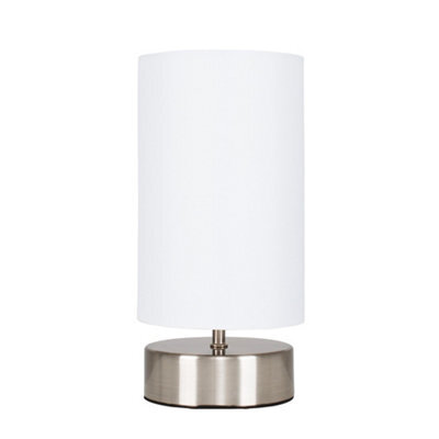 Valuelights Francis Brushed Chrome Touch Table Lamp With White Shade - image 1