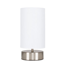 Valuelights Francis Brushed Chrome Touch Table Lamp With White Shade