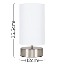 Valuelights Francis Brushed Chrome Touch Table Lamp With White Shade - thumbnail 9