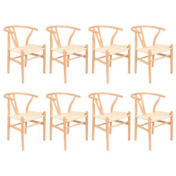 Nicholas Winter 8X Beech Wooden Danish Style Dining Chairs - Natural - Solid Wood Wish Beech Bone Wood Chairs - thumbnail 1