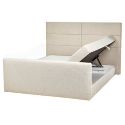 Beliani Divan Bed With Storage Fabric Aristocrat 160 X 200 Cm (Eu King Size) Light Beige - thumbnail 1