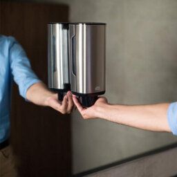 Urbn-Living 1L Wall Mounted Manual Soap Dispenser Brushed Stainless Steel Commercial Washroom - thumbnail 2