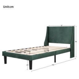 Single Bed Soft Linen 3Ft Upholstered Bed With Winged Headboard Wood Slat Support - thumbnail 6