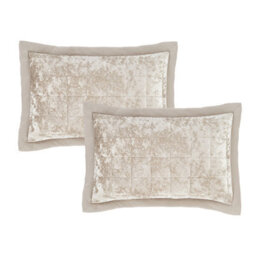 Catherine Lansfield Pillowcases Crushed Velvet Quilted 50X75Cm + Border Pack Of 2 Pillow Cases With Envelope Closure Natural - thumbnail 4