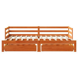 Berkfield Daybed With Trundle&drawers Without Mattress Wax Brown 80X200 Cm - thumbnail 4