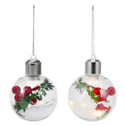 6Pcs Led Snow-Filled Christmas Baubles With Seasonal Decorations, Hanging Ornaments - thumbnail 3