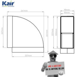Kair 90 Degree Horizontal Elbow Bend 220mm X 90mm - 9 X 4 Inch Rectangular Plastic Ducting Adaptor - thumbnail 2