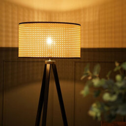 Valuelights Barbro Black Tripod Floor Lamp With Cane Shade - thumbnail 2