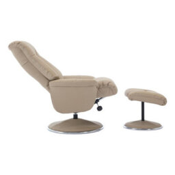 Morris Living The Lyon - Genuine Leather Swivel Recliner Chair & Footstool In Pebble Cream - thumbnail 7