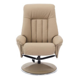 Morris Living The Lyon - Genuine Leather Swivel Recliner Chair & Footstool In Pebble Cream - thumbnail 3