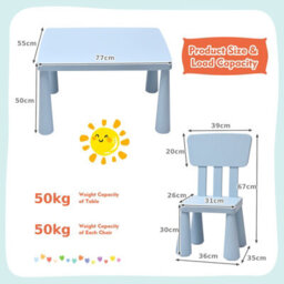 Costway Children Play Table With 2 Chairs Set For Eating Drawing Writing - thumbnail 2