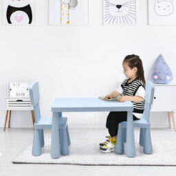 Costway Children Play Table With 2 Chairs Set For Eating Drawing Writing - thumbnail 8