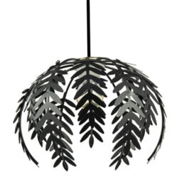 Happy Homewares Traditional Fern Leaf Design Ceiling Pendant Light Shade In Black Gloss Finish - thumbnail 2