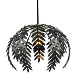 Happy Homewares Traditional Fern Leaf Design Ceiling Pendant Light Shade In Black Gloss Finish