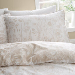 Bianca Brushed Cotton Floral Toile Reversible Duvet Cover Set With Pillowcase Natural - thumbnail 3