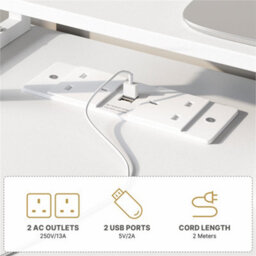 Yaheetech White 140 Cm L Shaped Wooden Computer Desk With Charging Station & 4 Drawers - thumbnail 4