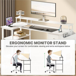 Yaheetech White 140 Cm L Shaped Wooden Computer Desk With Charging Station & 4 Drawers - thumbnail 6